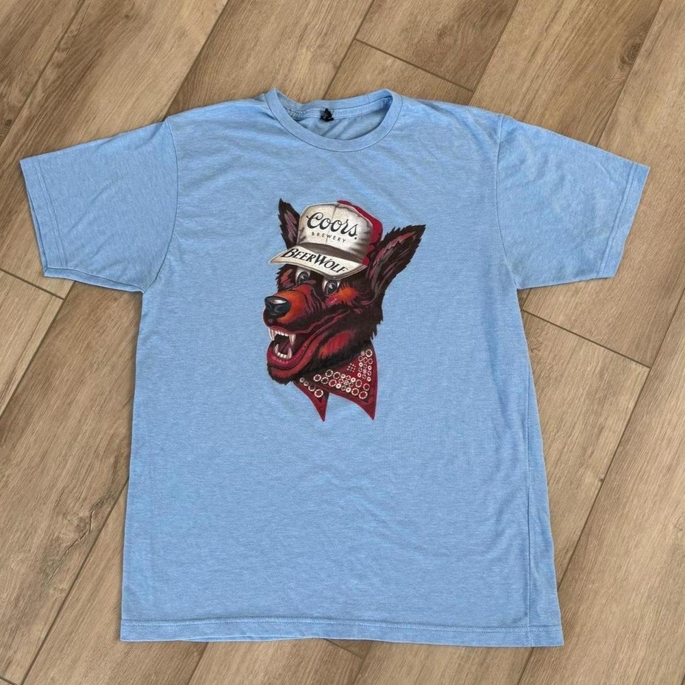 Coors brewery Beer Wolf vintage retro wolf wearing hat & bandanna size large